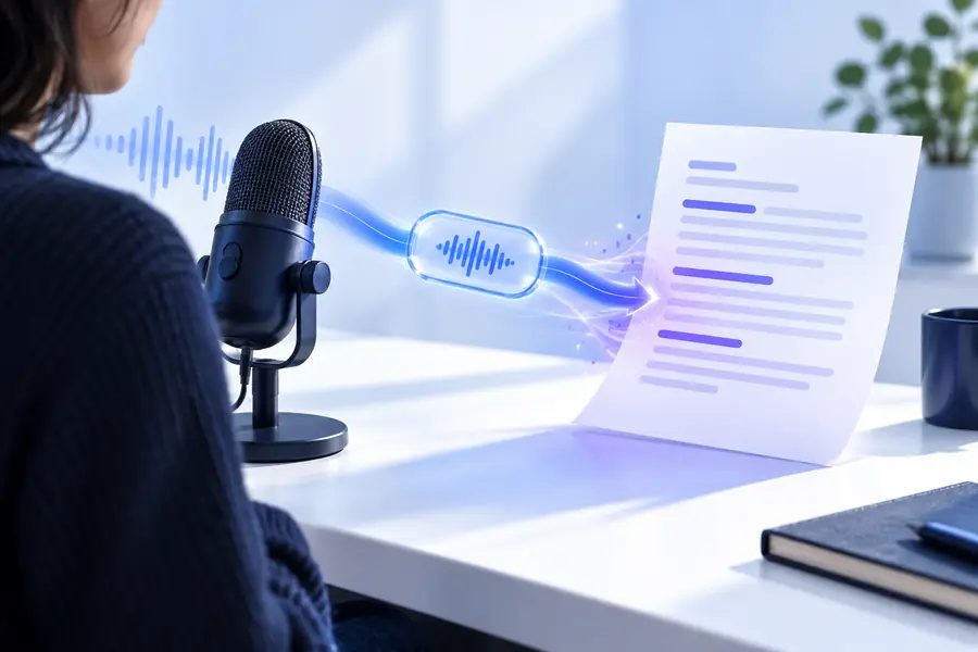 Readable transcript draft after audio conversion