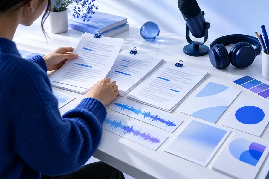 Illustration associated with preparing audio-derived text for a Canva project