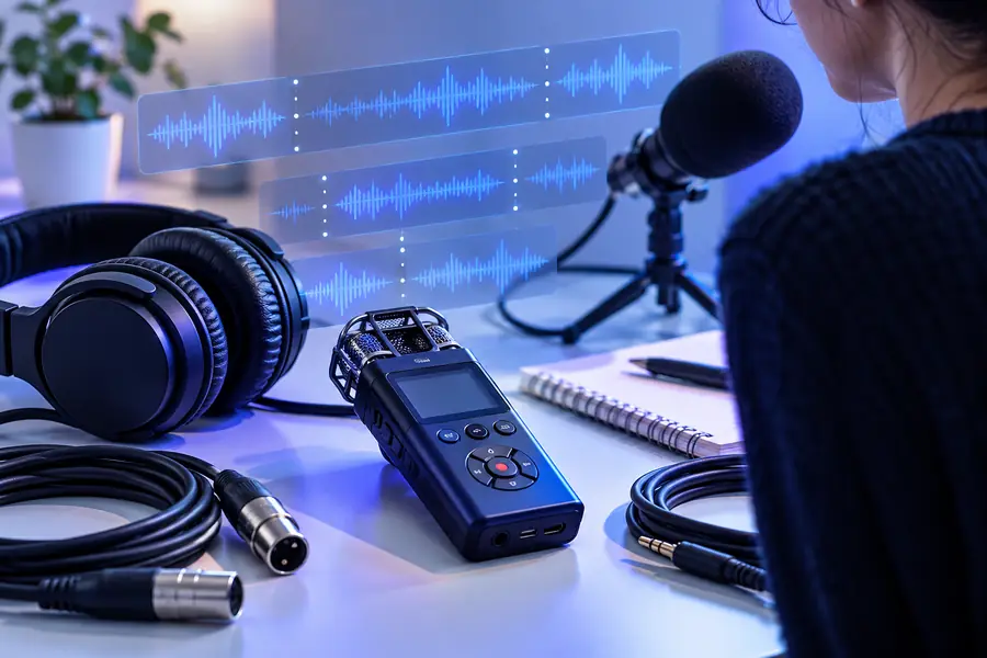 Spoken recording prepared for transcription